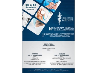 10ª edição da Jornada Médica e 1ª Jornada Sul Catarinense de Gastroenterologia com temas definidos