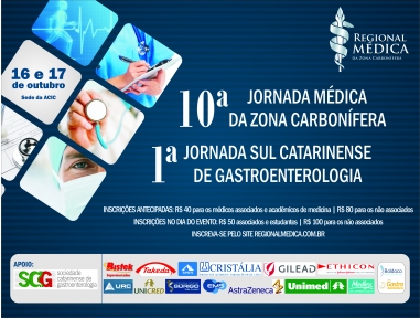 Inscrições abertas para a 10ª edição do Jornada Médica e a 1ª edição da Jornada de Gastroenterologia Sul Catarinense