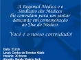 Regional Médica e Simersul convidam para jantar dançante em comemoração ao Dia do Médico